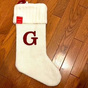 “G” Christmas Stocking Cream and Red